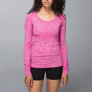 Lululemon Swiftly Long Sleeve Heathered Pink size 6